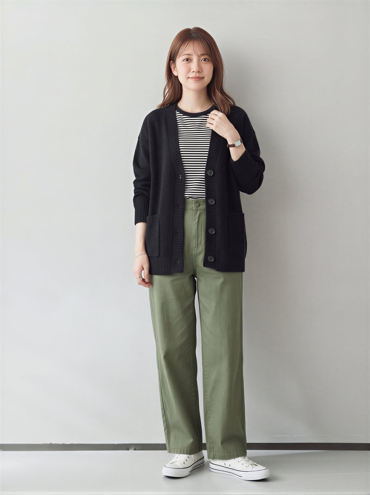 「秋季新品 」「3色」寬鬆落肩大口袋針織開襟衫