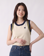 撞色滾邊修身針織背心