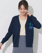「秋季新品 」S-XL V領撞色圖案針織開襟衫