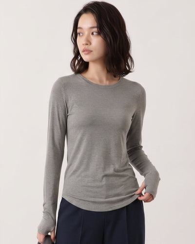 「秋季新品 」「兩色」S-2XL 圓領莫代爾修身打底長袖T恤