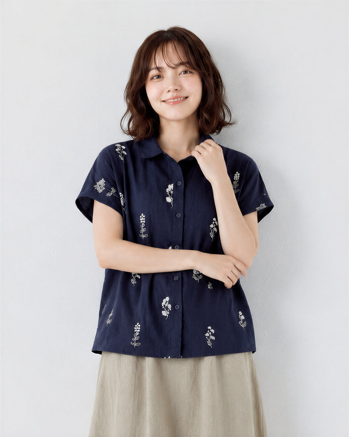 「兩色」M-3XL 小圓領 | 印花寬鬆短袖襯衫