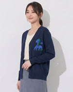 「秋季新品 」S-XL V領撞色圖案針織開襟衫