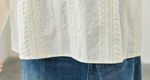 「秋季新品 」「兩色」M-2XL 立體壓褶蕾絲拼接燈籠袖襯衫