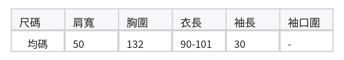 淺藍色V領寬鬆中長版襯衫 size chart 1