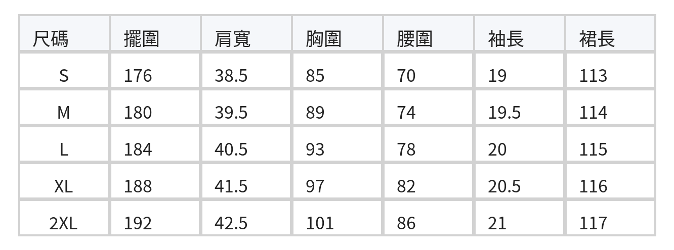 撞色橫條收腰短袖洋裝 size chart 1