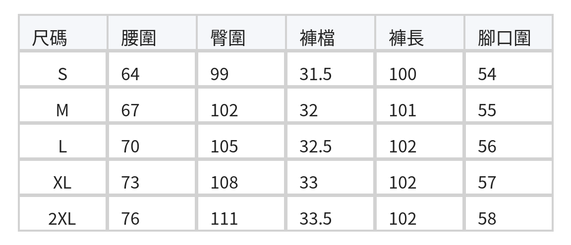工裝抽繩束口薄款休閒寬鬆直筒褲 size chart 1