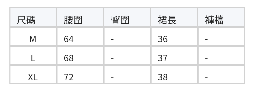 高腰燈籠抓皺澎澎裙 size chart 1