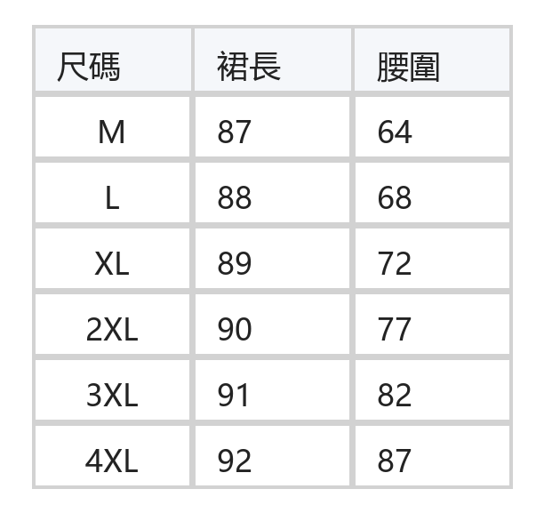 橫向蕾絲拼接 直筒高腰 蕾絲半身裙 size chart 1