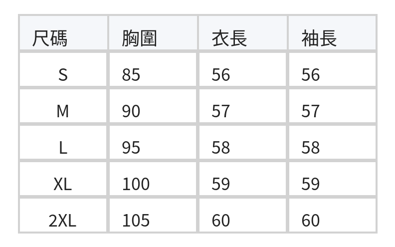 圓領單排扣修身針織開襟衫 size chart 1