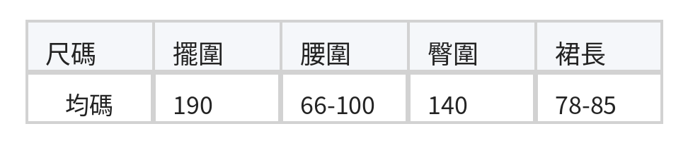 高腰抽繩工裝A字半身裙 size chart 1