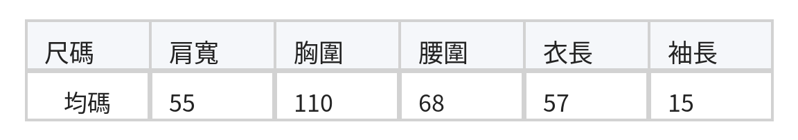收腰荷葉下擺短袖襯衫 size chart 1