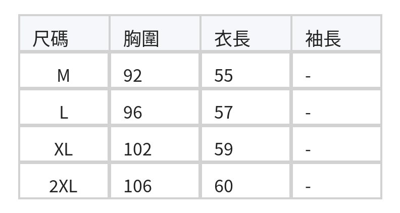 淺藍圓領修身羅紋針織短袖 size chart 1
