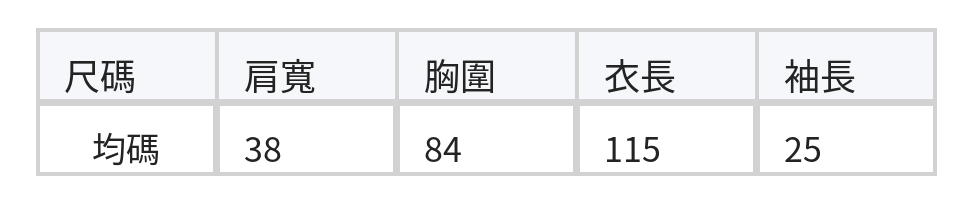 鏤空蕾絲長版綁帶防曬罩衫 size chart 1