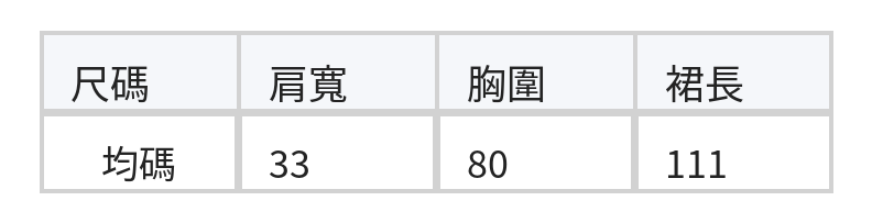 波點印花 收腰打褶 A字背心洋裝 size chart 1