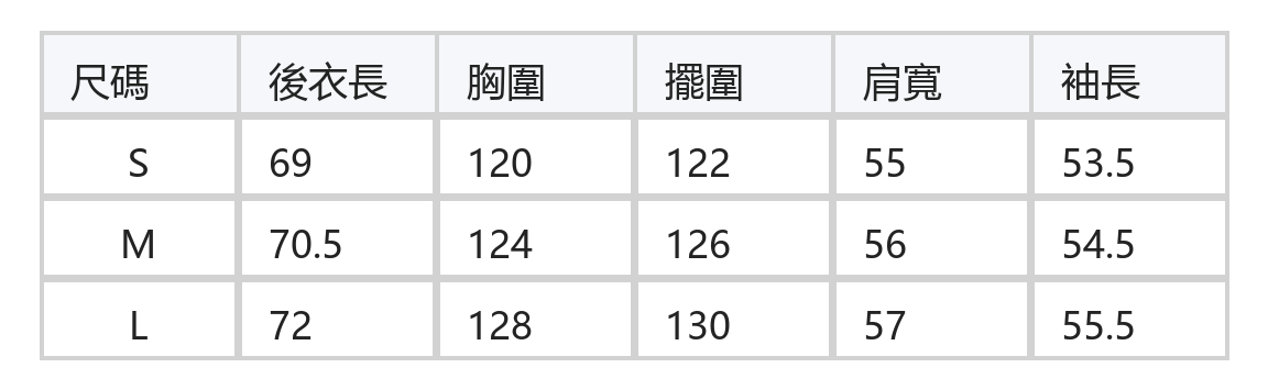 立領寬鬆 多口袋明線工裝夾克 size chart 1