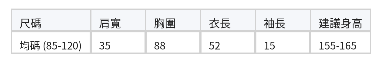 扭結V領收腰短袖T恤 size chart 1