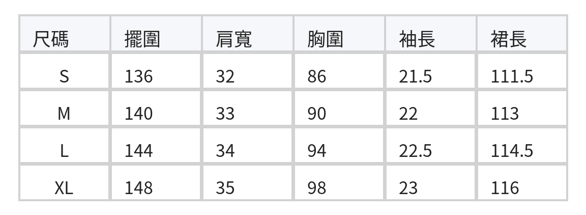 V領收腰抽褶泡袖碎花洋裝 size chart 1
