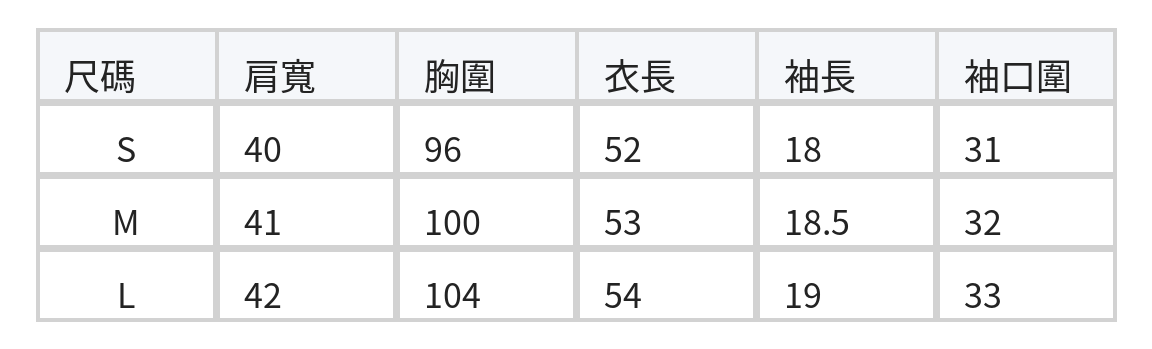 白色圓領直筒短版鏤空蕾絲短袖T恤 size chart 1