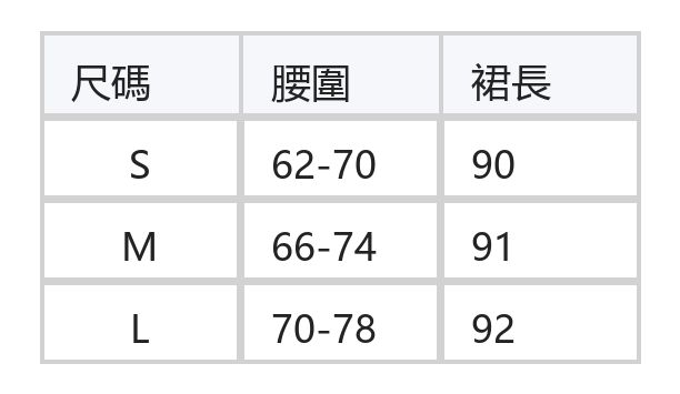 夏季鬆緊高腰波點蓬蓬A字半身裙 size chart 1