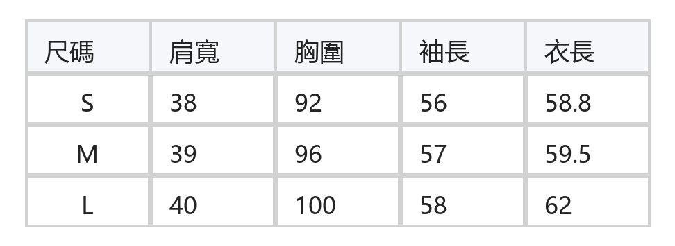 圓領半門襟 直條紋波浪邊長袖襯衫 size chart 1