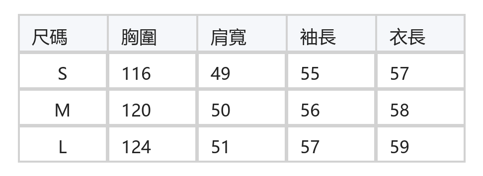 立領抽繩廓形短外套 size chart 1
