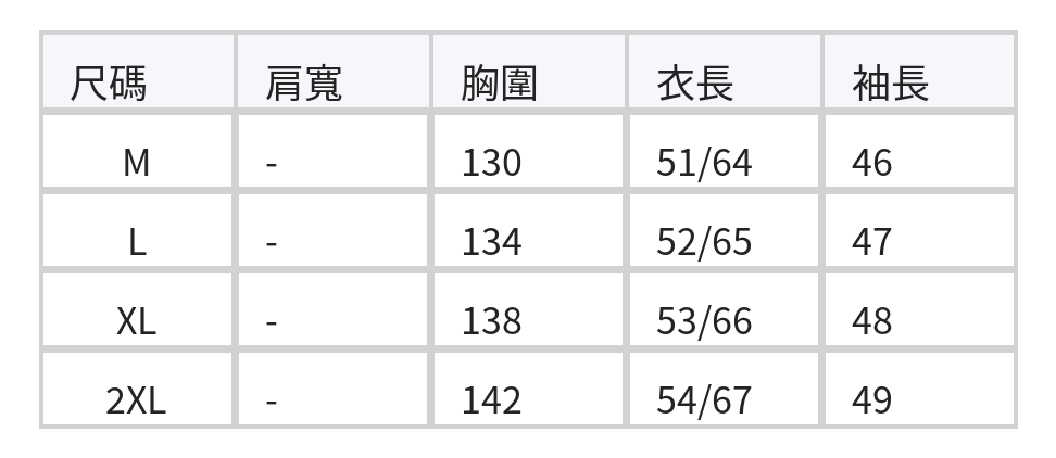 圓領壓褶泡泡袖襯衫 size chart 1