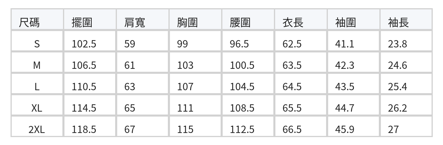 淺藍色圓領拼接短袖雪紡上衣 size chart 1