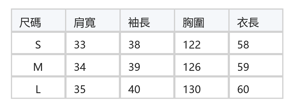 露肩泡泡袖立領雪紡襯衫 size chart 1