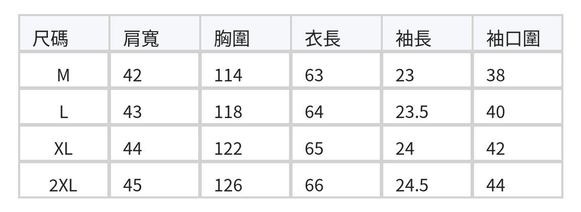 不對稱拼接立體口袋短袖T恤 size chart 1