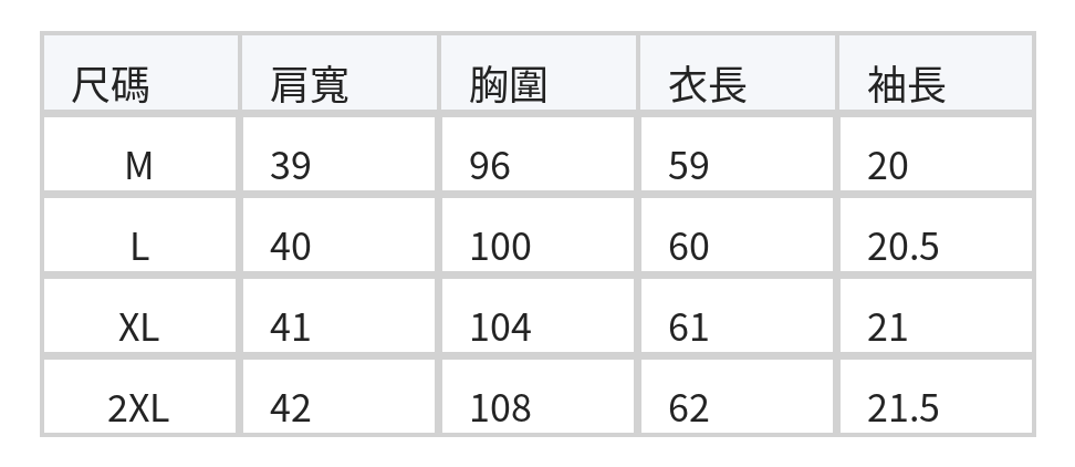 淺藍色撞色圓領波紋肌理T恤 size chart 1