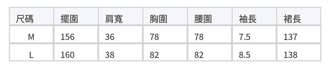 方領荷葉袖收腰碎花洋裝 size chart 1