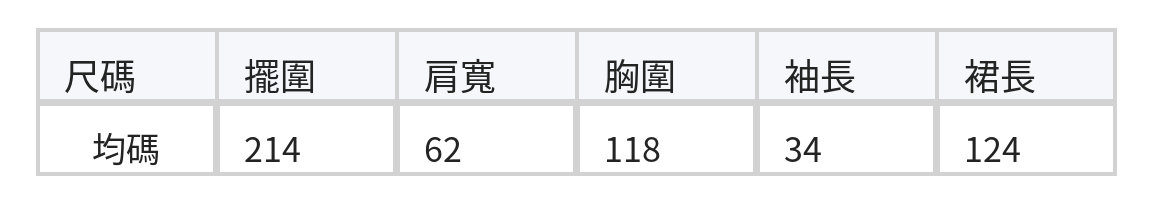 寬鬆廓形高腰拼接長版洋裝 size chart 1
