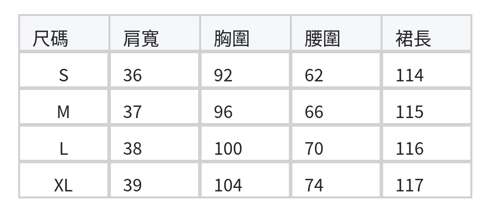 圓領泡泡袖 收腰A字擺短袖洋裝 size chart 1