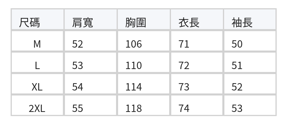寬鬆落肩雙口袋襯衫 size chart 1